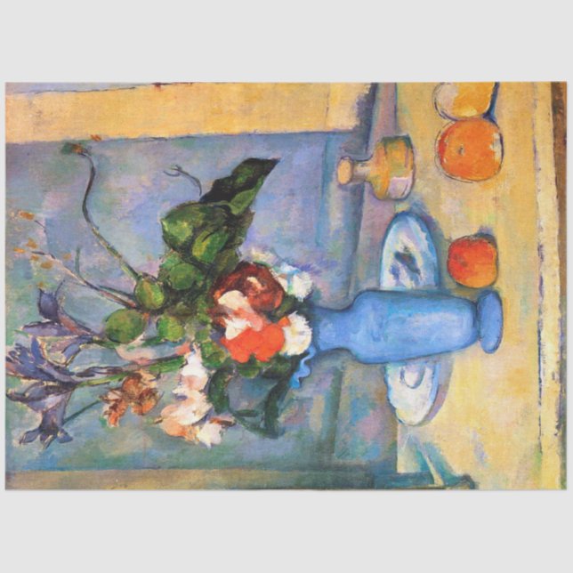 Papel De Seda Flores de malla azul, Paul Cezanne (Anverso)