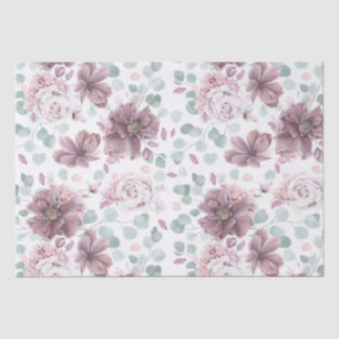 Papel De Seda Flores de malva y vegetación elegante
