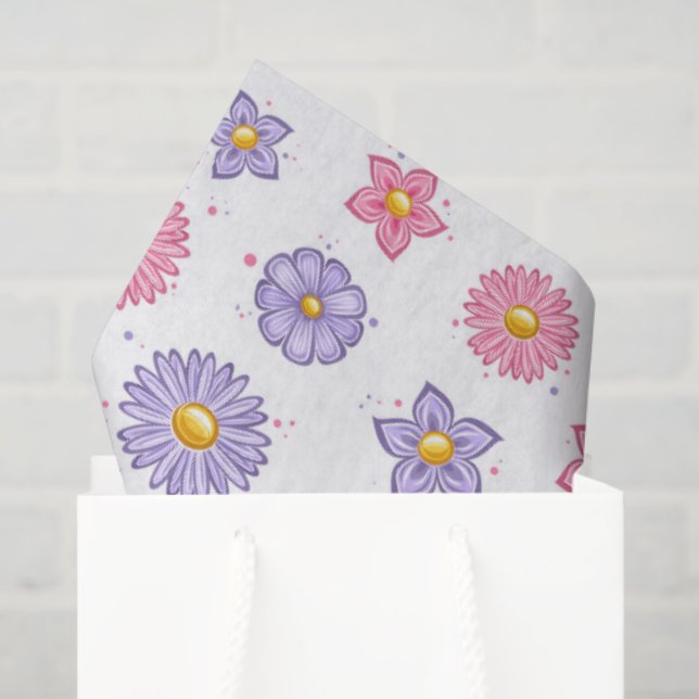 Papel De Seda Flores de margarita  (Bolsa de regalo)
