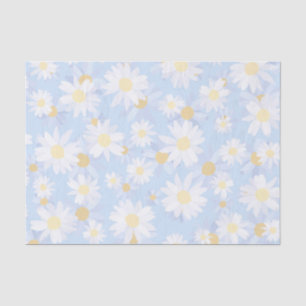 Papel De Seda Flores de margarita blanca y azul