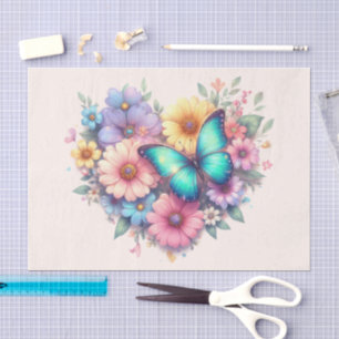 Papel De Seda Flores de margarita con una hermosa mariposa