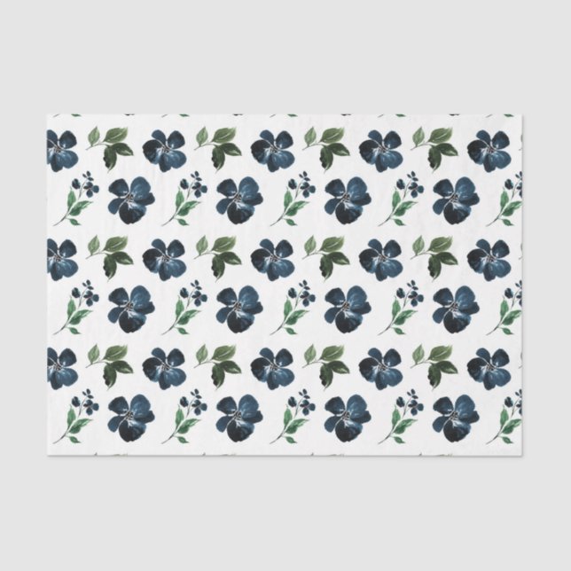 Papel De Seda Flores de marina con hojas verdes (Anverso)