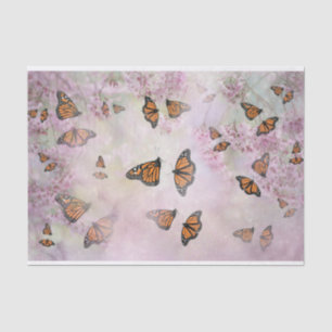 Papel De Seda Flores de mariposas monarca