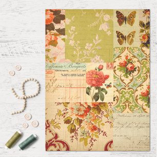 Papel De Seda Flores de mosaico de época y desenlace de éfera