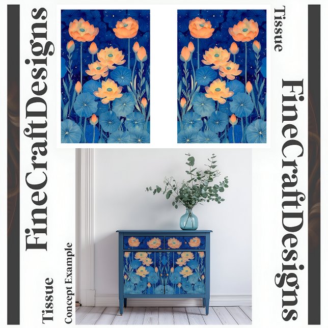 Papel De Seda Flores de Naranja Melocotón y Decoupage Verde Turq (Subido por el creador)