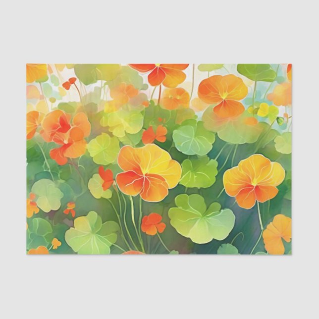 Papel De Seda Flores de nasturcio vibrantes (Anverso)