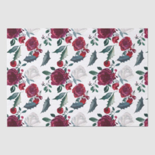 Papel De Seda Flores de Navidad de invierno rojas y blancas a la