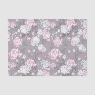 PAPEL DE SEDA FLORES DE NIÑAS PASTEL PINK & GRY BABY