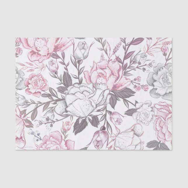 PAPEL DE SEDA FLORES DE NIÑAS PASTEL PINK & GRY BABY (Anverso)