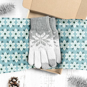 Papel De Seda Flores de Nochebuena blancas en Navidad azul