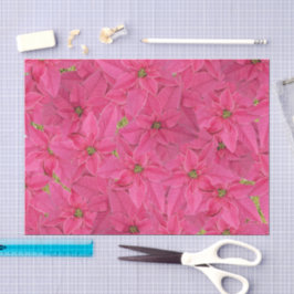 Papel De Seda Flores de Nochebuena color fucsia, patrón floral