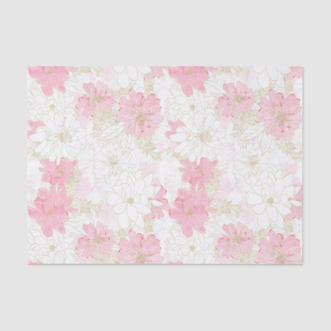Papel De Seda Flores de oro rosado botánico (Anverso)
