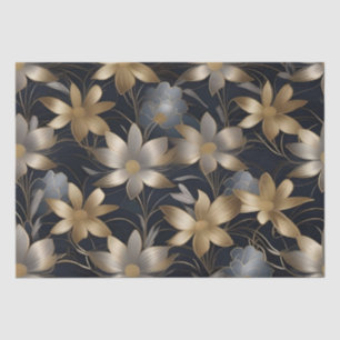 Papel De Seda Flores de oro y plata Decoupage / 
