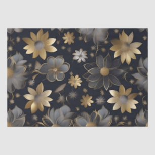 Papel De Seda Flores de oro y plata Decoupage / 
