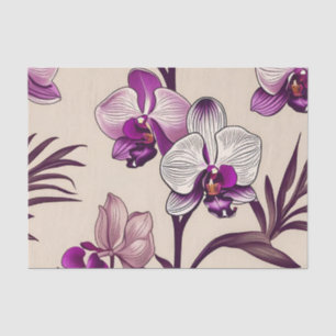 Papel De Seda Flores de orquídeas moradas