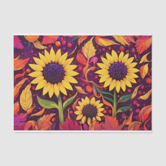 Papel De Seda Flores de otoño bailando, hojas de otoño giratoria (Anverso)