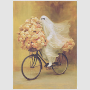 Papel De Seda Flores de Otoño, Bicicleta, Fantasma de Sábana Bla
