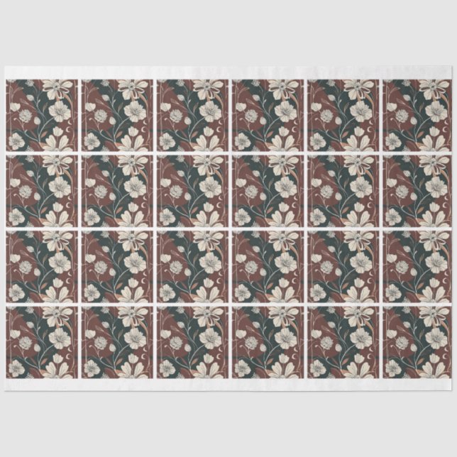 Papel De Seda Flores de Otoño Noir Mosaico Decoupage (Anverso)