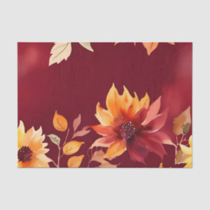 Papel De Seda Flores de otoño vibrantes en Borgoña