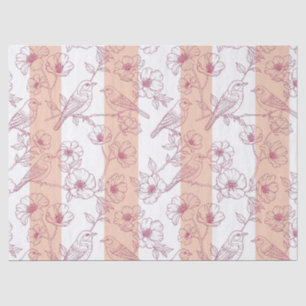 Papel De Seda Flores de Pájaro Vintage Toile Raya (8)