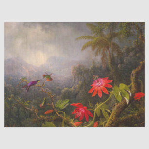 Papel De Seda Flores de pasión con tres Hummingbirds