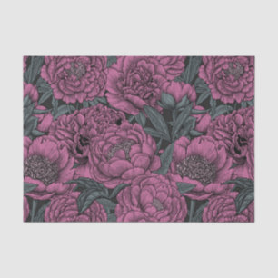 Papel De Seda Flores de peonía púrpura