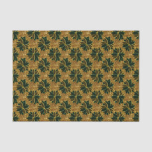 Papel De Seda Flores de Poinsettia metalizado-7-Green-Gold-TISSU