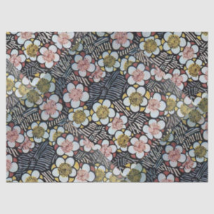 PAPEL DE SEDA FLORES DE PRIMAVERA AMARILLA ROSA DE PINO NEGRO