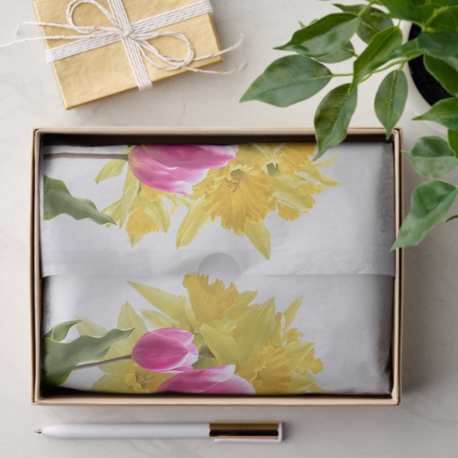 Papel De Seda Flores de primavera / Bouquet de Daffodils, tulipa (Regalo )