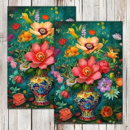 PAPEL DE SEDA FLORES DE PRIMAVERA COLORIDAS EN LA DECORACIÓN DE 