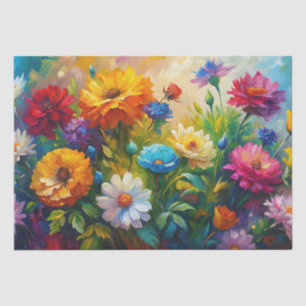 Papel De Seda Flores de primavera coloridas y vibrantes decoupag