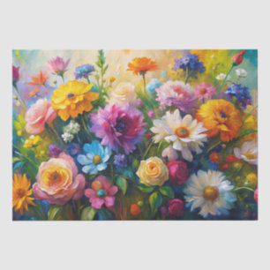 Papel De Seda Flores de primavera coloridas y vibrantes decoupag