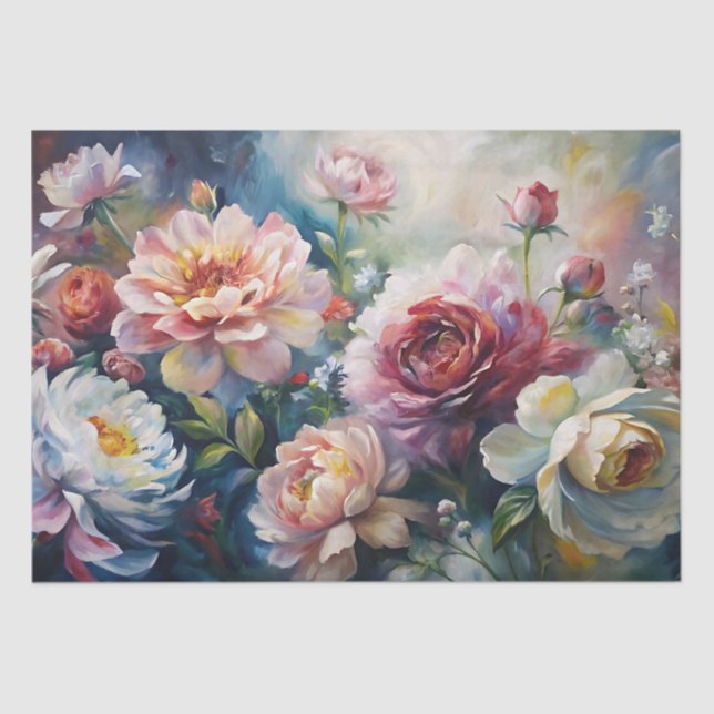 Papel De Seda Flores de primavera en tonos pastel elegantes para (Anverso)