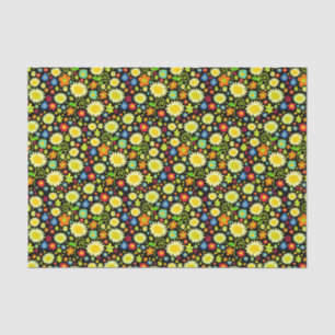 Papel De Seda Flores de primavera - Negro