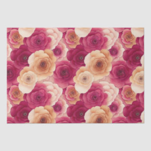 Papel De Seda Flores de primavera rosada vibrante pintadas de co