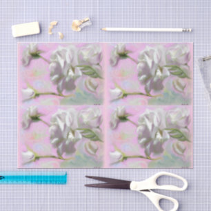 Papel De Seda Flores de rosa blanca ondulando una descomposición