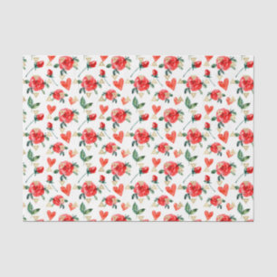 Papel De Seda Flores de Rosa Roja (Diseño 23 Serie Roja)