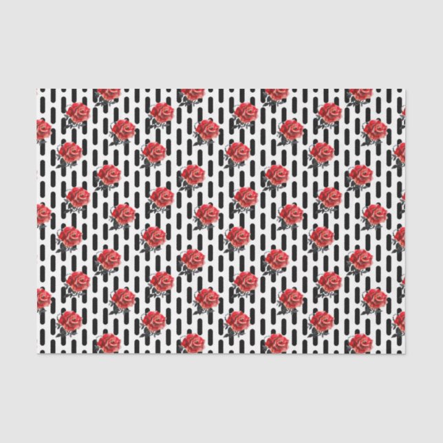 Papel De Seda Flores de Rosa Roja (Diseño 24 Serie Roja) (Anverso)