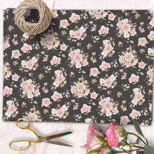Papel De Seda Flores de rosa rosa acuarela patrón floral