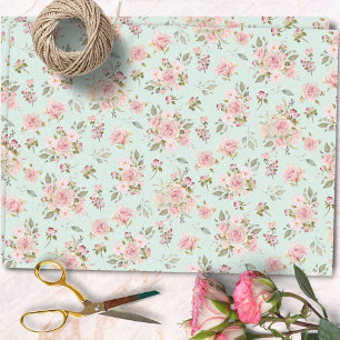 Papel De Seda Flores de Rosa Rosa Acuarela Patrón Floral