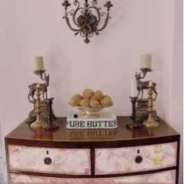 Papel De Seda Flores De Rosa Rosadas Abejas Dorada Floral Decora