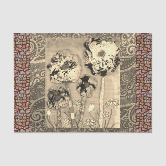 Papel De Seda Flores de tejidos 2 (Anverso)