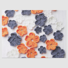 Papel De Seda Flores de tela cosida artesanal de primavera azul 