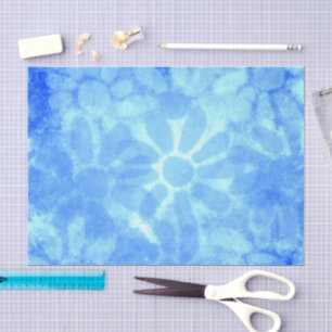 Papel De Seda Flores de tinte azul pastel Decoloración floral