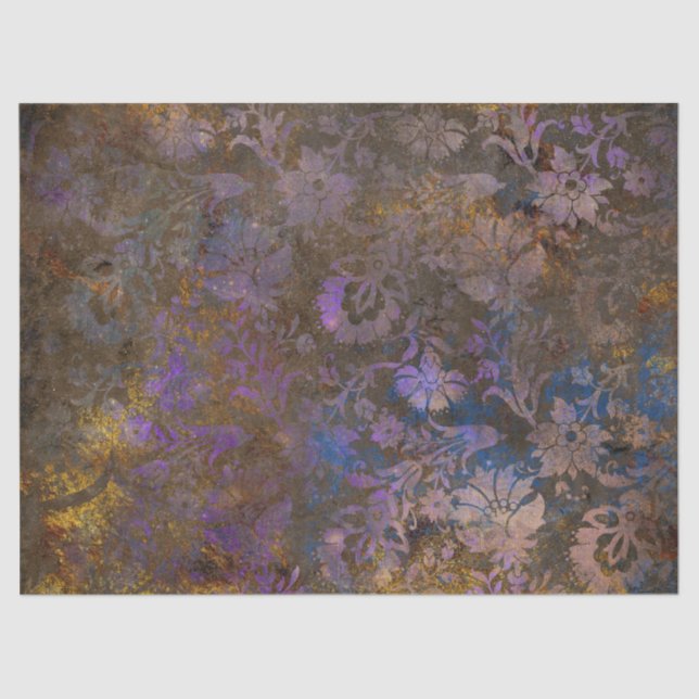 Papel De Seda Flores de trabajo de pergamino púrpura en la págin (Anverso)