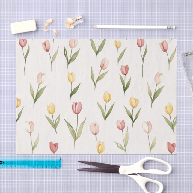Papel De Seda Flores De Tulipán Amarillo Rosa Cumpleaños (Artesanía)