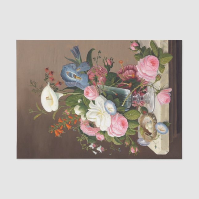 Papel De Seda Flores de verano tempranas, Severin Roesen (Anverso)