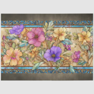 Papel De Seda Flores de Vidrio Emplomado Art Nouveau
