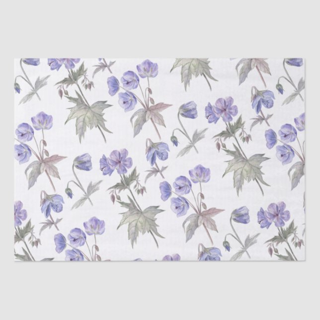 Papel De Seda Flores de Violeta Morada Floral Acuarela con Estil (Anverso)