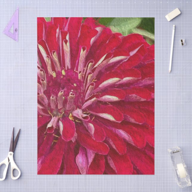 Papel De Seda Flores de zinnias rojas (Artesanía)